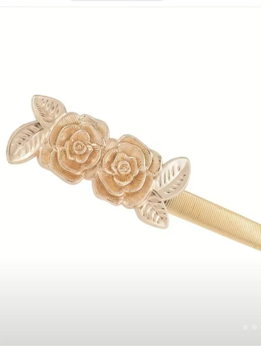 Gold-Tone Rose Flower Elastic Waist Belt Size Small NIP